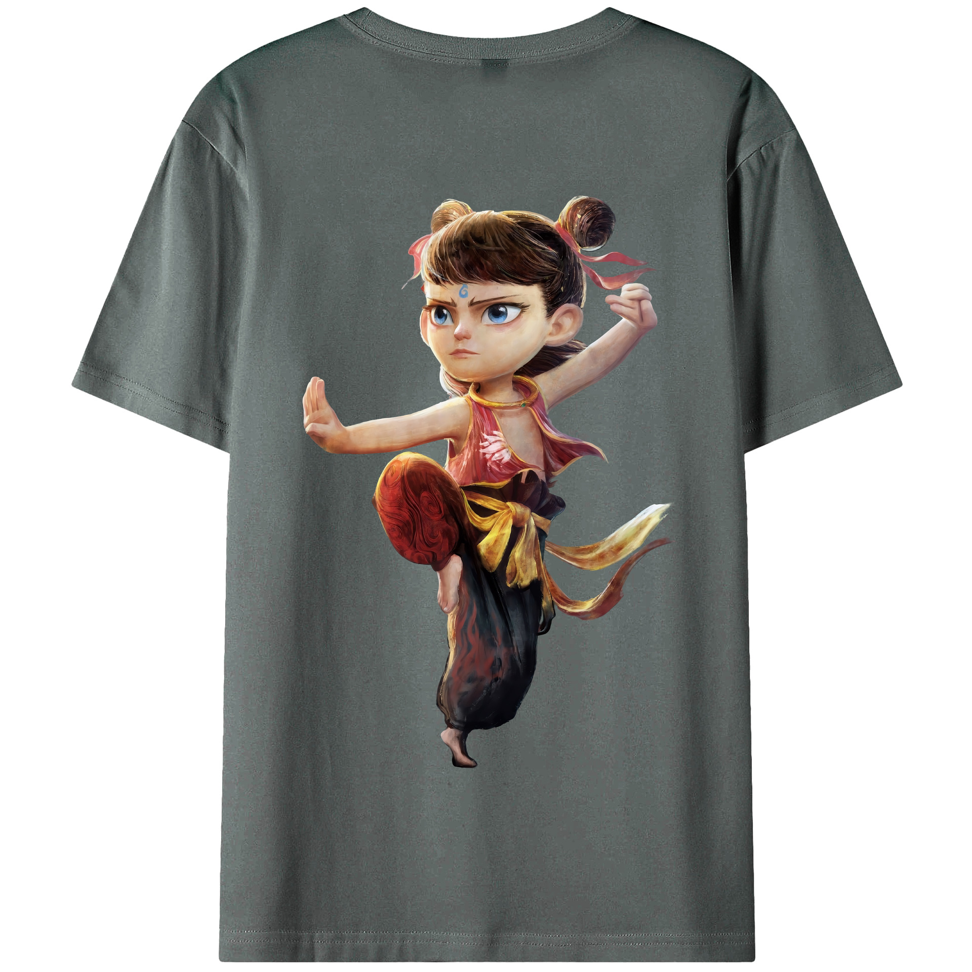 （画像用） Ne Zha 2 ナタ 魔童の大暴れ 綿100％半袖Tシャツ（背面プリント）